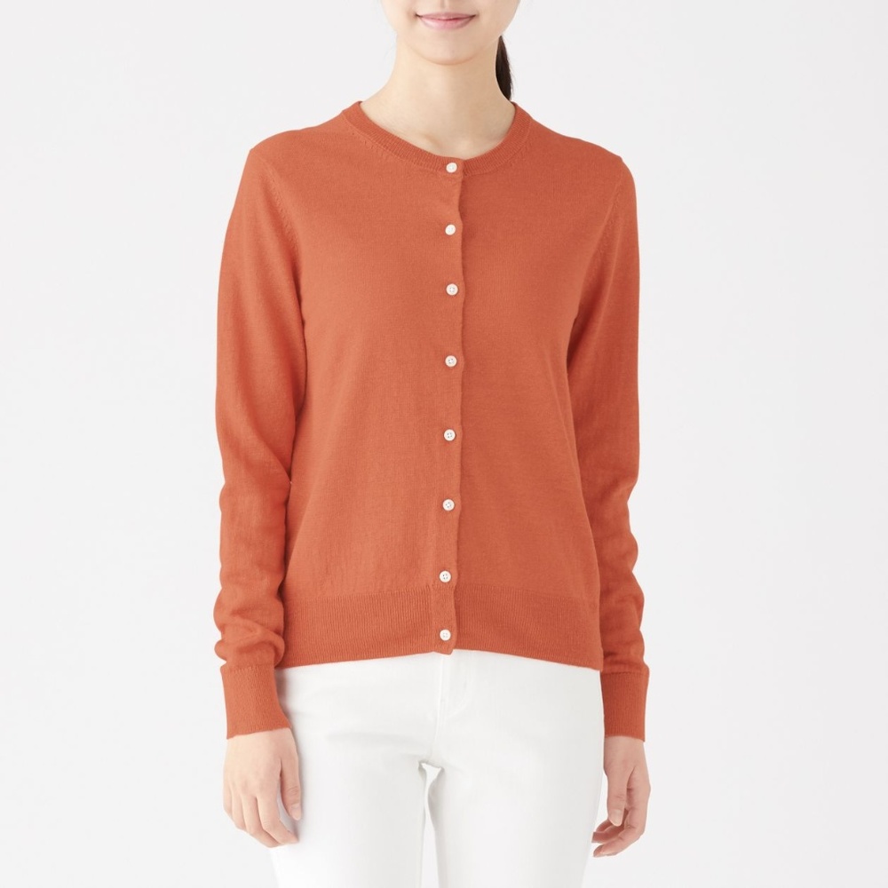 Muji Orange French Linen Cardigan